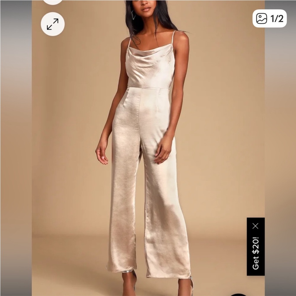 Lulu's Elegant Cream Jumpsuit